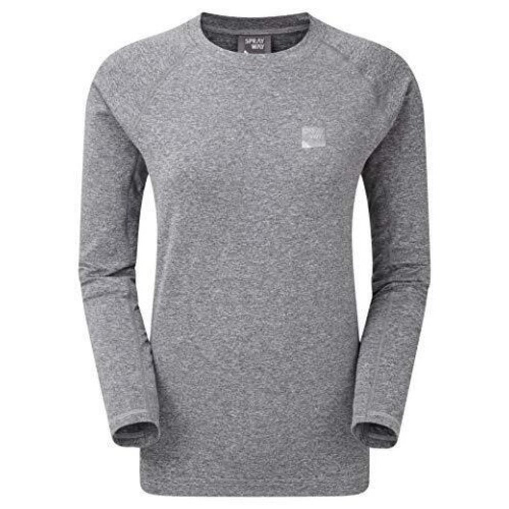 Sprayway Womens Rissa Crew, Chrome Gray Long Sleeves T-Shirt, Size 8